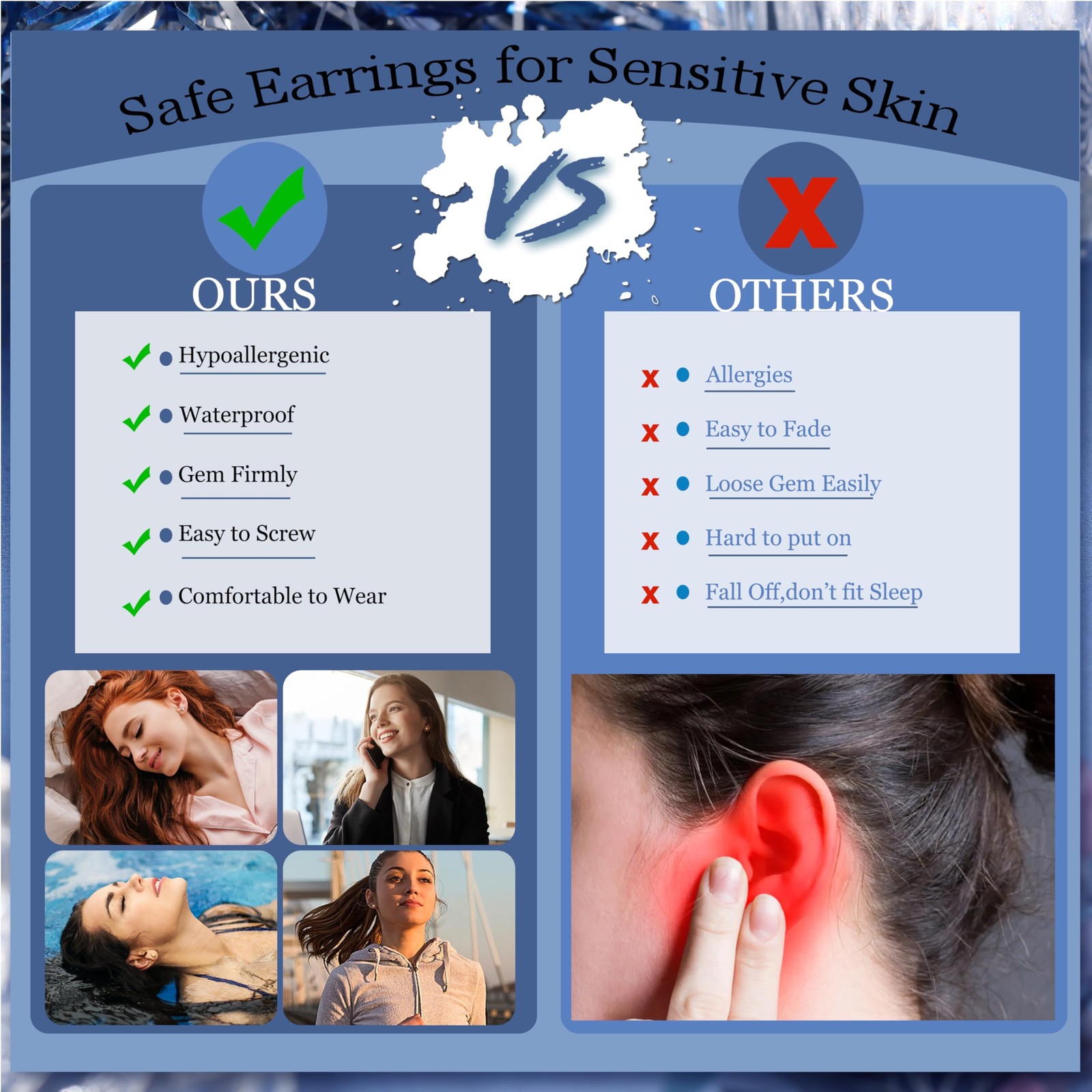 THUNARAZ 16 Pairs Tiny Cartilage Stud Earrings for Women Men Surgical Steel F…