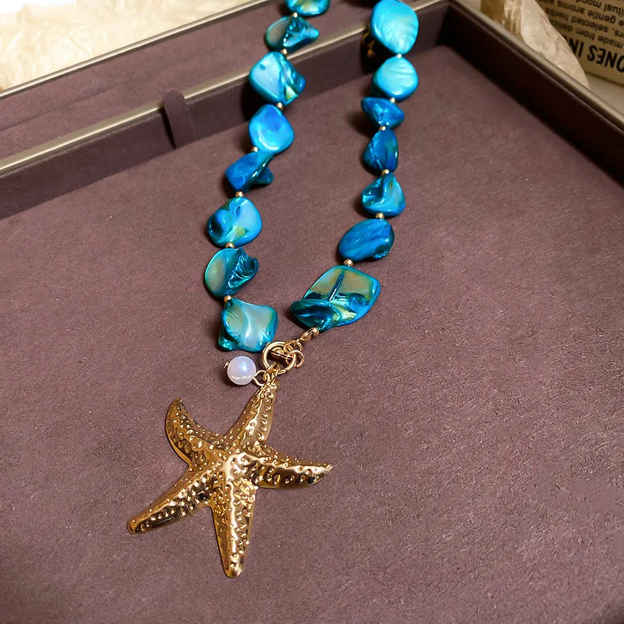 Bohemian Colorful Irregular Shell Beaded Necklaces for Women Retro Double-layer