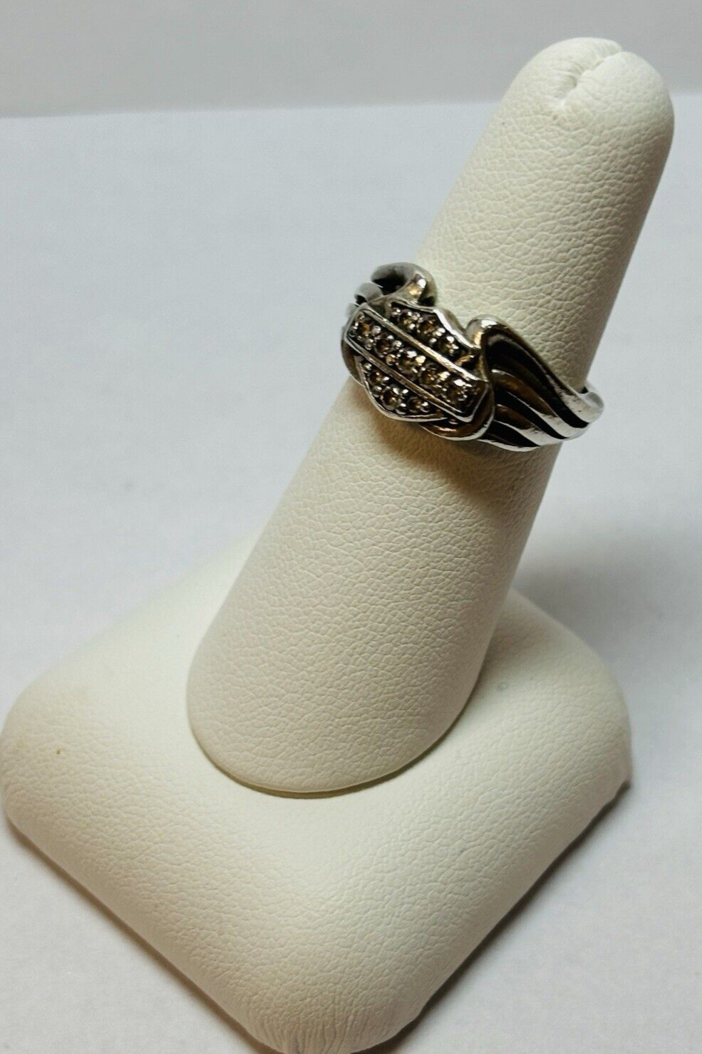 MOD Harley Davidson Sterling 925 Silver CZ Shield Logo Ring Sz 6.25