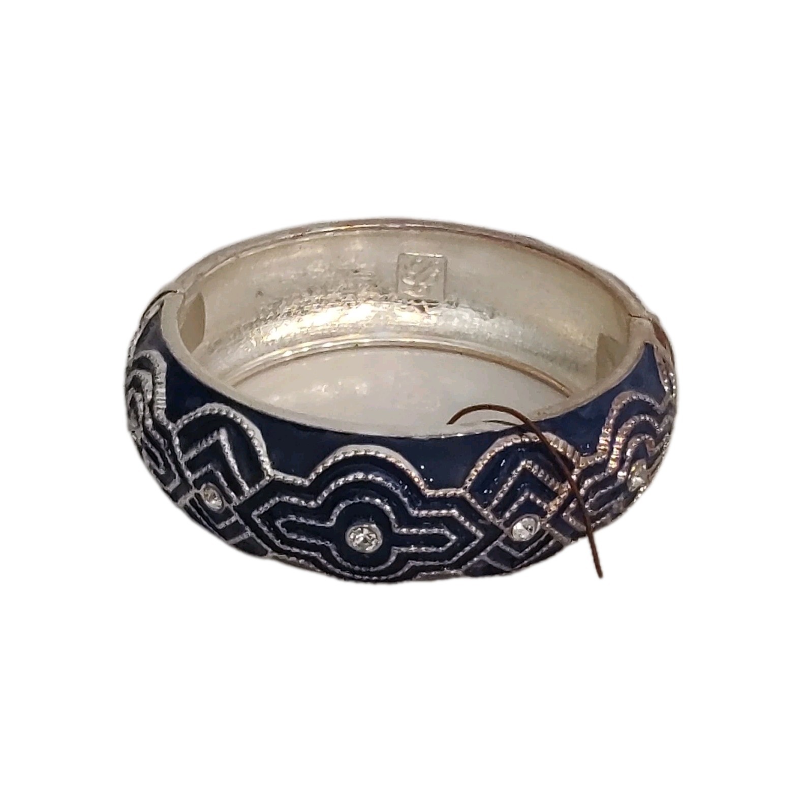 Tommy Bahama Dahlia Medallion Enamel Bangle, Cobalt Blue Silver/ Crystal Details