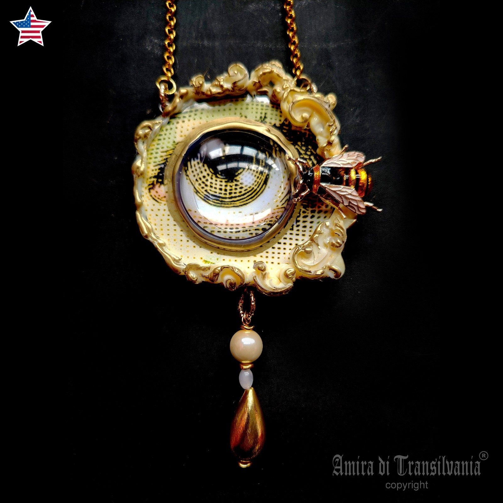 Luxury Jewellery Woman Jewel Necklace Pendant Honey Bee Nest Magic Eye Jewelry
