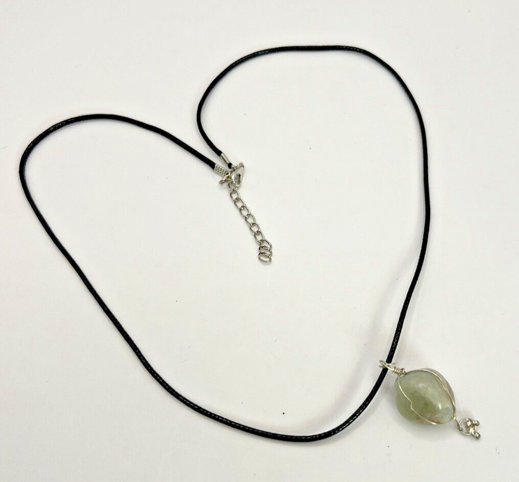 Polished Tumbled Natural Gray Agate Wrapped with Silver Jeweler’s Wire Pendant