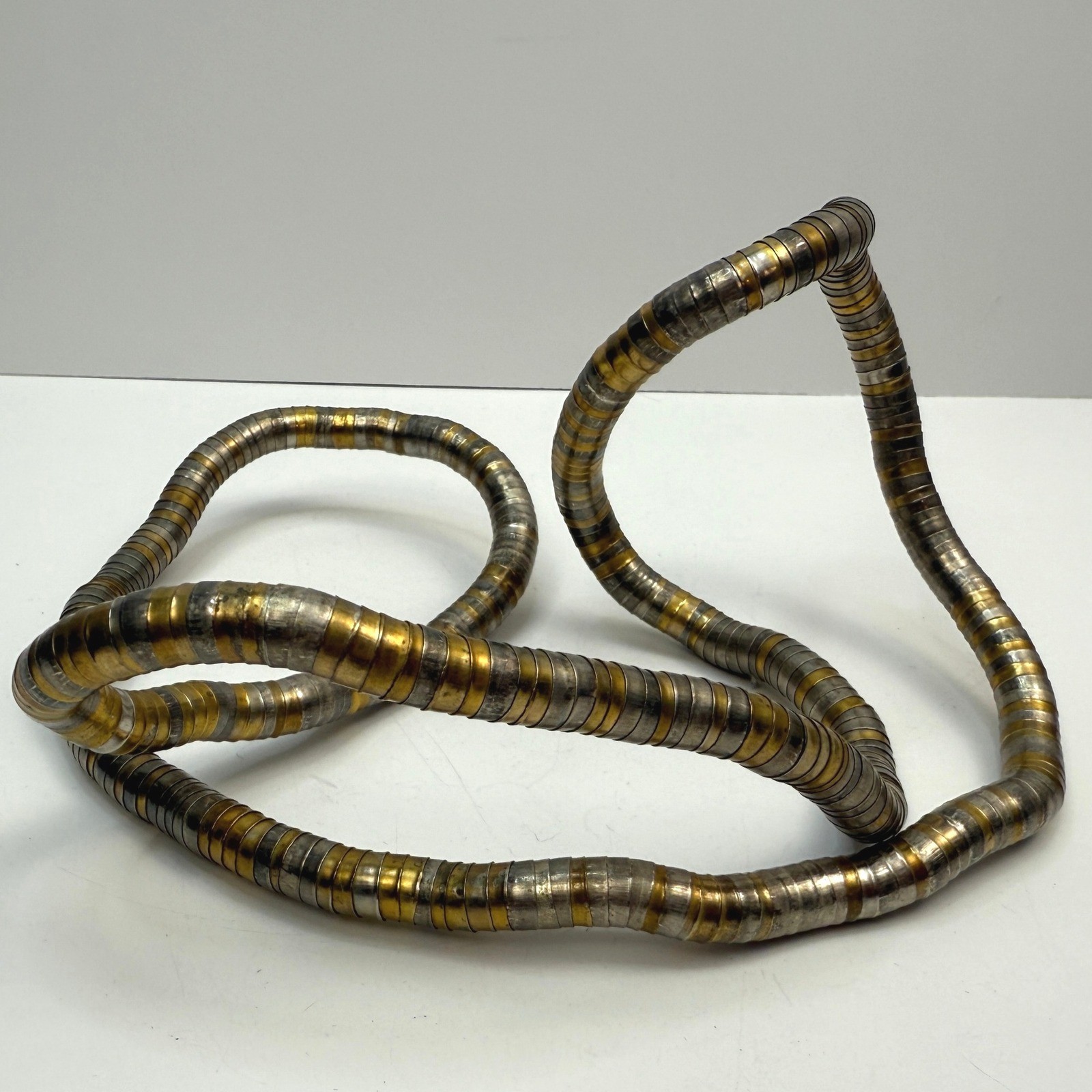 Posable Snake Coil Two Tone Necklace Bendable Versatile Gold Silver Tone Jewelry