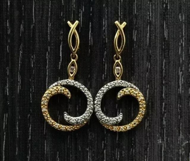 2Ct Round Cut Simulated Diamond Drop Dangle Earrings 14k Yellow Gold Plated