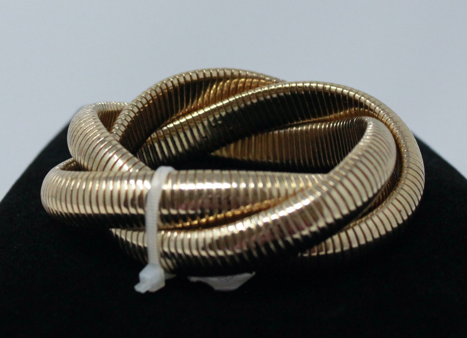 New Gold Triple Wide Large Tubogas Cobra Snake Omega Stretch Bangle Bracelet