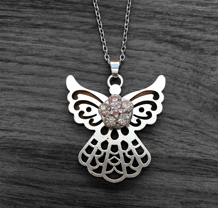 Mini Snap Jewelry Necklace Christmas Angel fits 18-20mm Ginger Petite Charms 20″