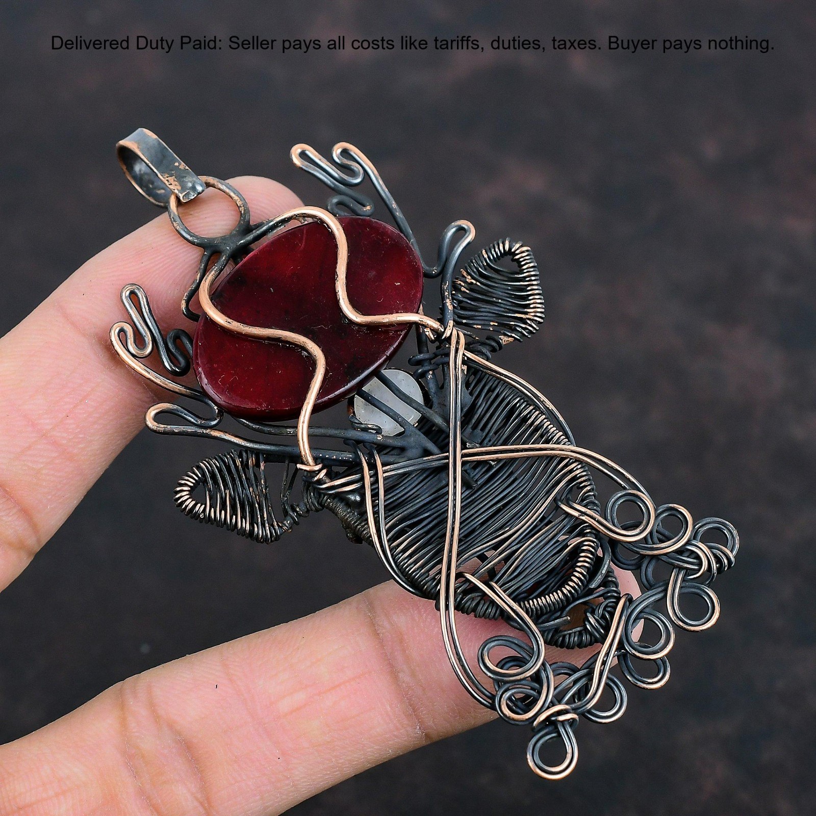 Copper Red Fire Labradorite Stone Rainbow Moonstone Deer Face Pendant Jewelry