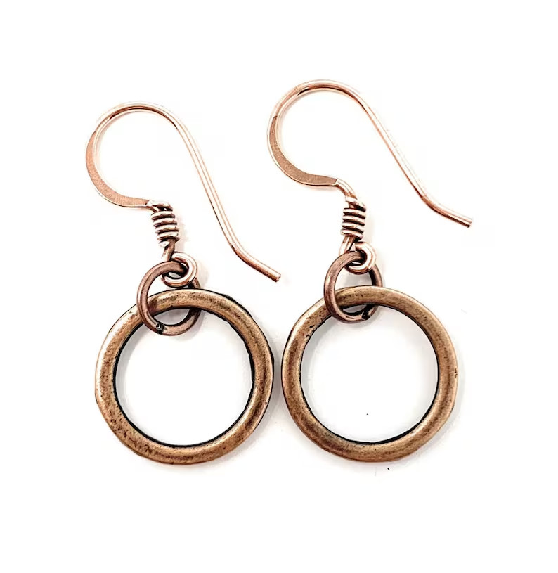 1 Pair Pure Copper Healing Spiral Hook Earrings, Jewelry Spiritual Kriya