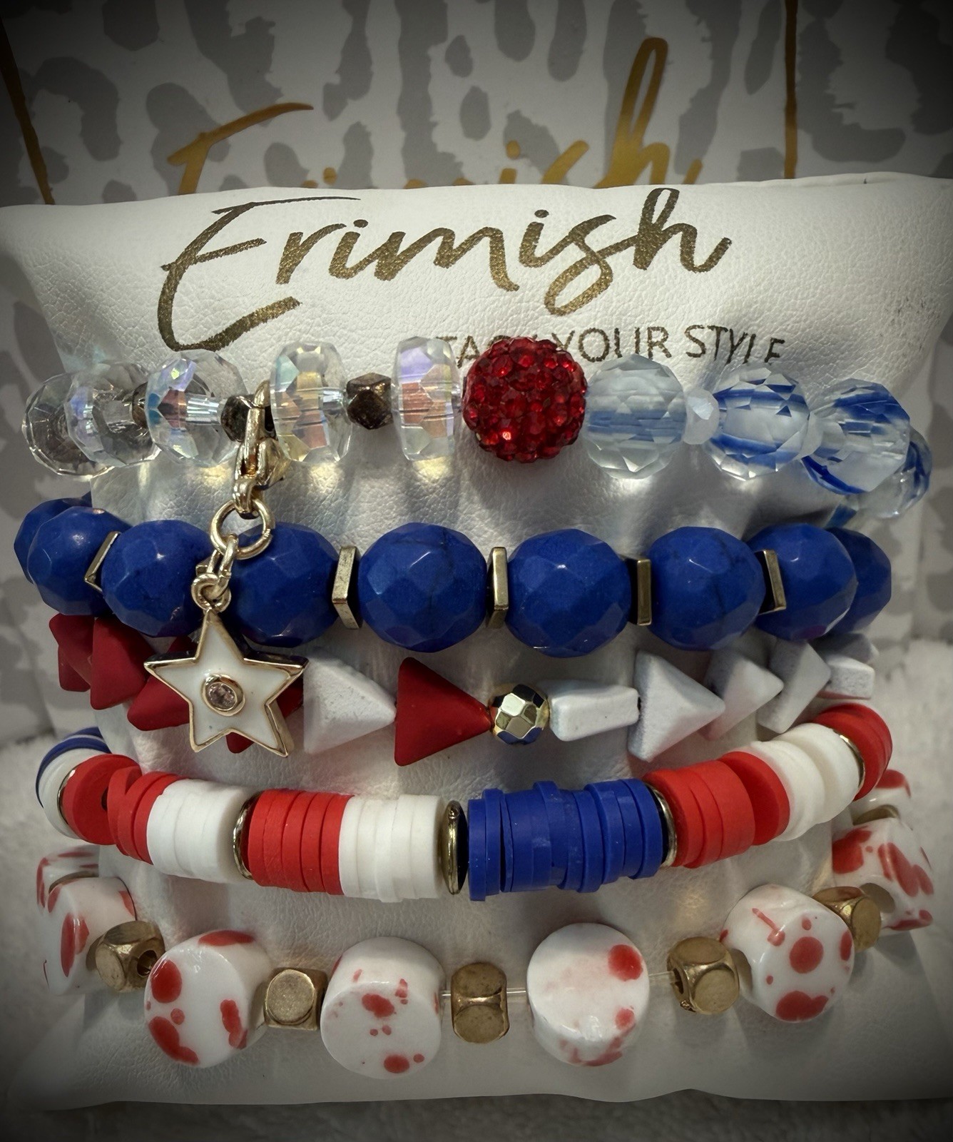 New ERIMISH Bracelets 5 pc – Red, White & Blue Custom Regular, Kids or Extended