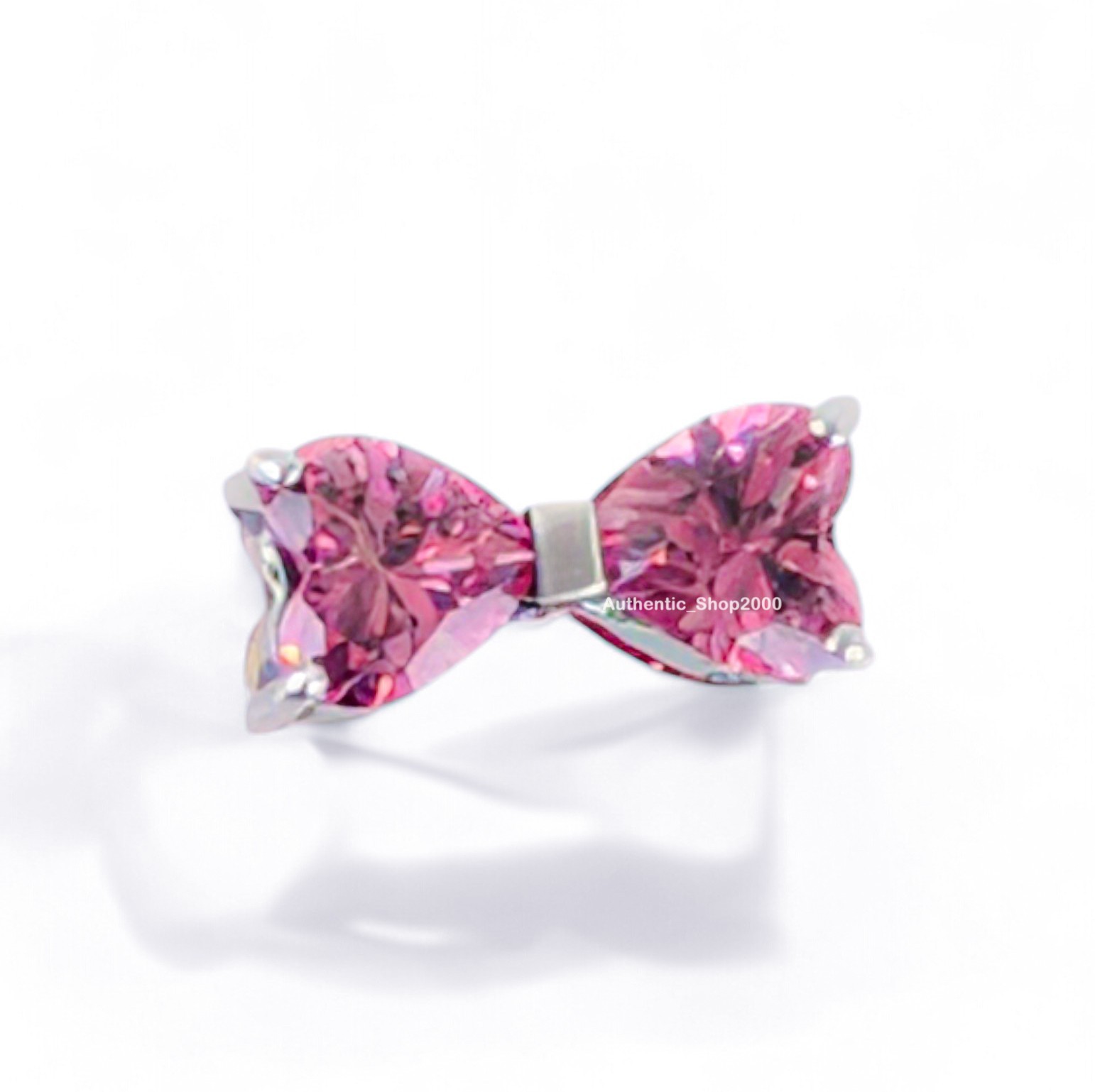 New 100% Authentic PANDORA 925 Ale Heart Shaped Crystal Pink Bow Charm 794253C01