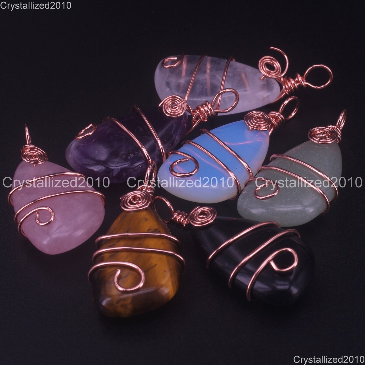 Natural Gemstones Teardrop Drop Handmade WireWrap Healing Reiki Beads Pendant
