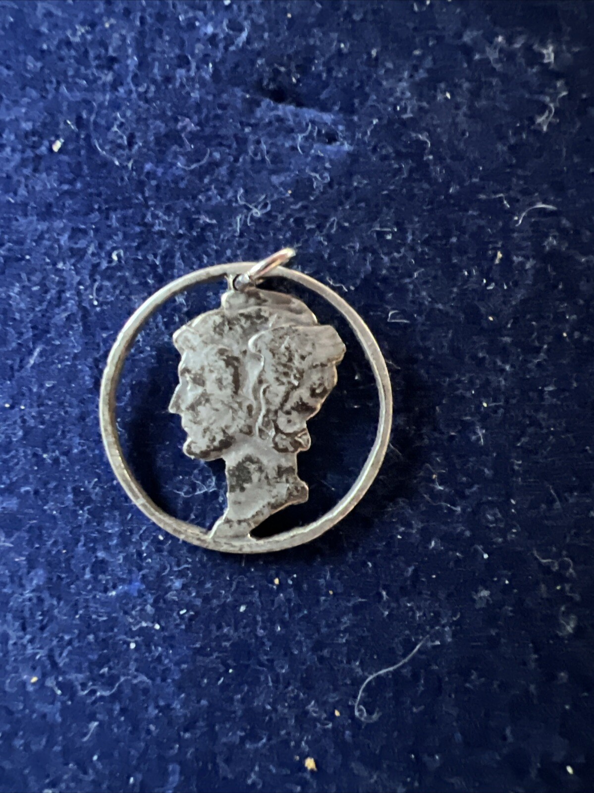 Vintage Sterling Silver- 1943 Mercury Silver Dime Cutout Charm