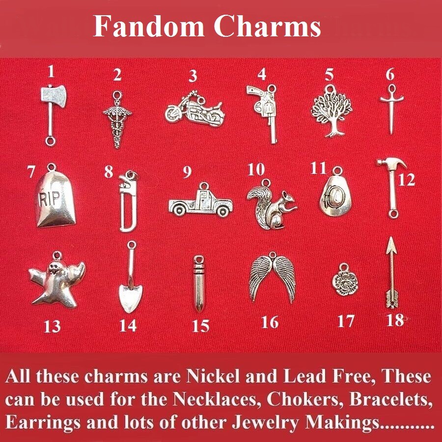 Beautiful Fandom 18 Different Silver (Nickel & Lead Free) Charms.