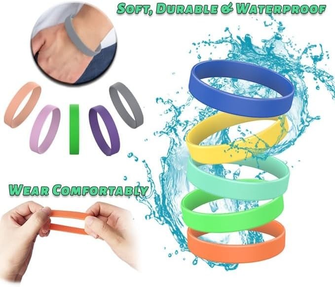 Versatile 14 Pcs Rubber Bracelets – Comfort-Fit Wristbands for Every Occasion