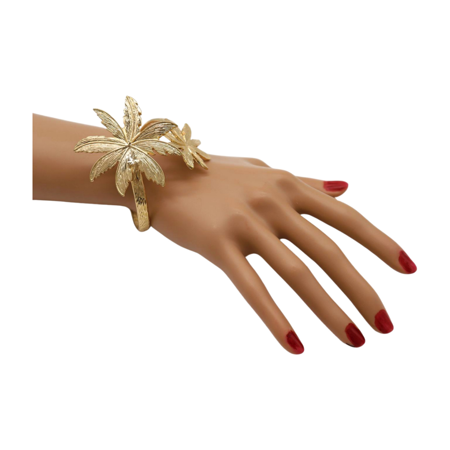 Women Wrist / Arm Cuff Bracelet Gold Metal Flowers Wrap Around Cute Accessory