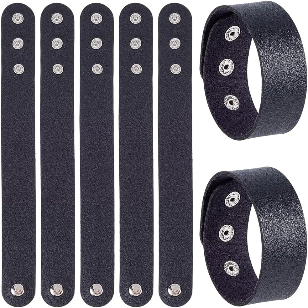 12PCS 8.98 X 0.98 Inch PU Leather Bracelet Blanks Adjustable Plain Wristband Bul
