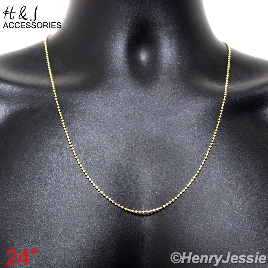 18-30″MEN 925 STERLING SILVER 2MM GOLD PLATED BEAD CHAIN CZ LION PENDANT*GP185