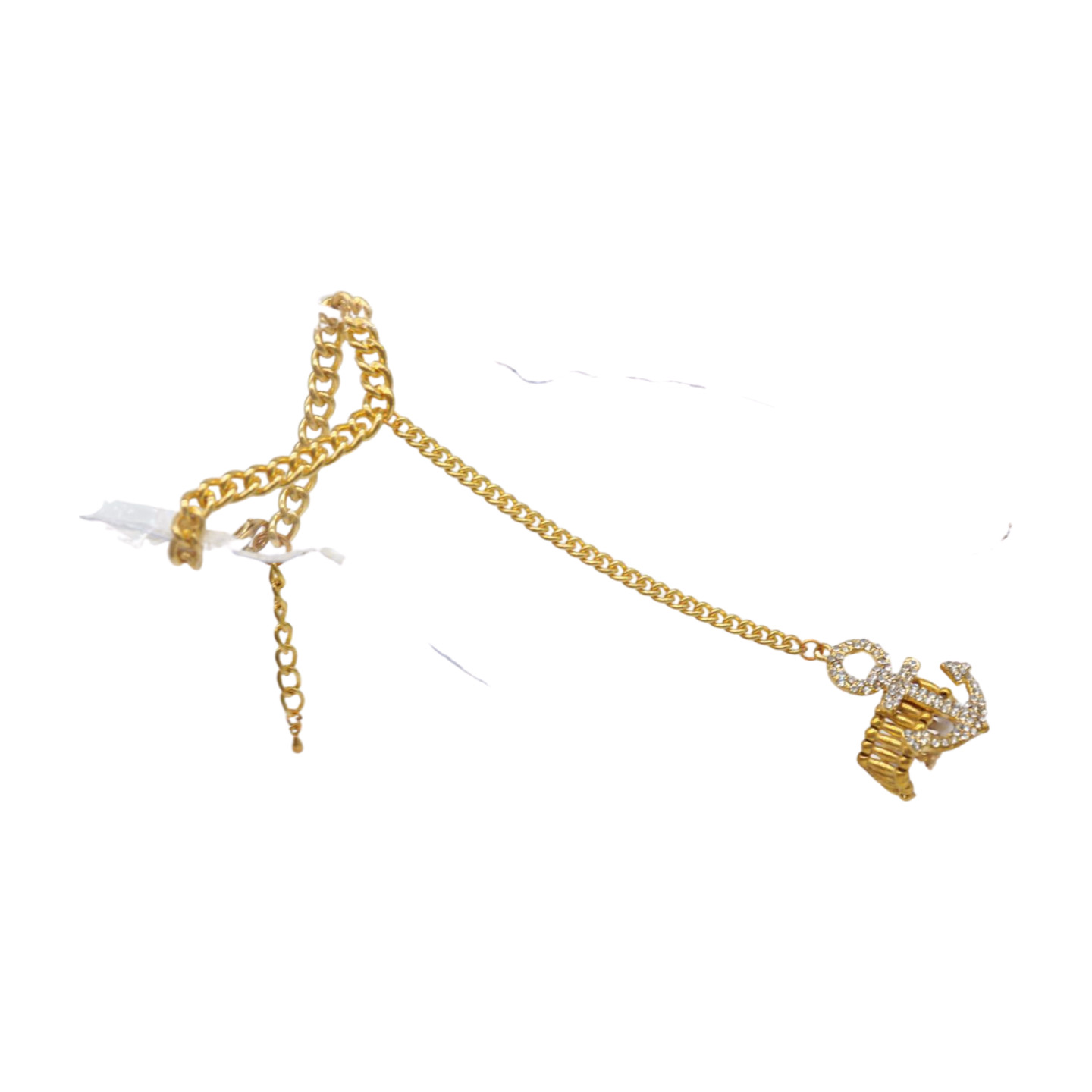 Hot Women Gold Metal Hand Chain Bracelet Connected Anchor Ring One Size Fits All