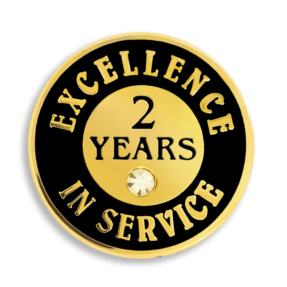 PinMart’s Gold Plated Excellence in Service 2 Year Award Lapel Pin