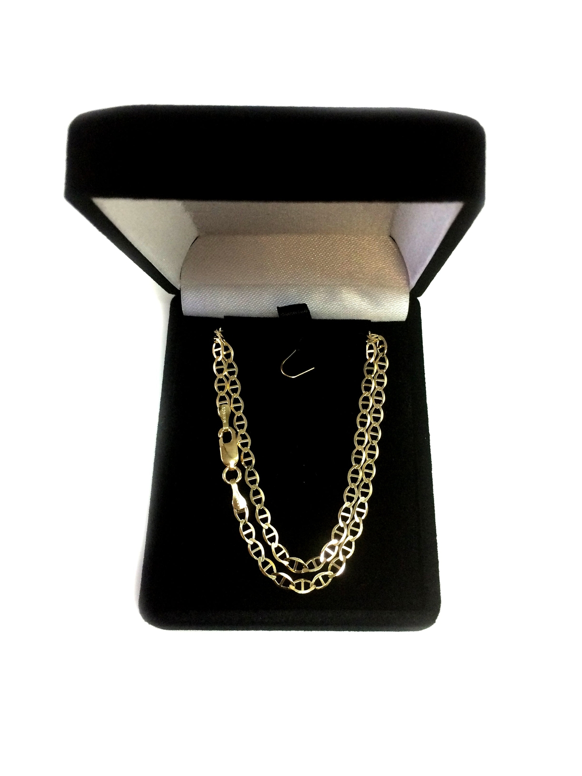 10k Yellow Real Gold Mariner Link Chain Necklace, 3.2mm, 18″