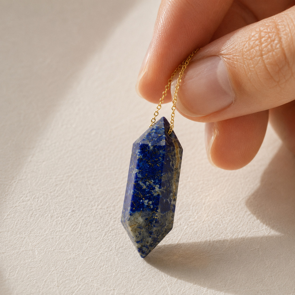 Natural Lapis Lazuli Geometric Crystal Point Necklace | Wisdom & Truth