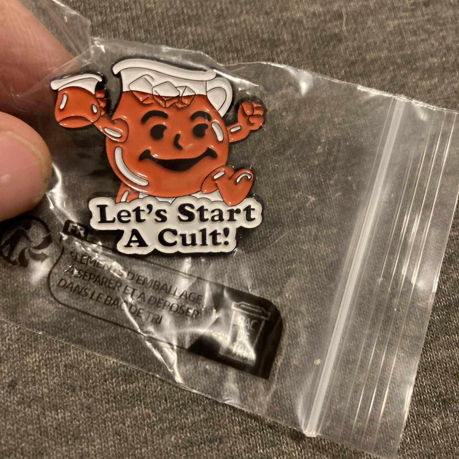 Kool-Aid Man Let’s Start A Cult Enamel Pin Retro Dark Humor Jim Jones Funny Red