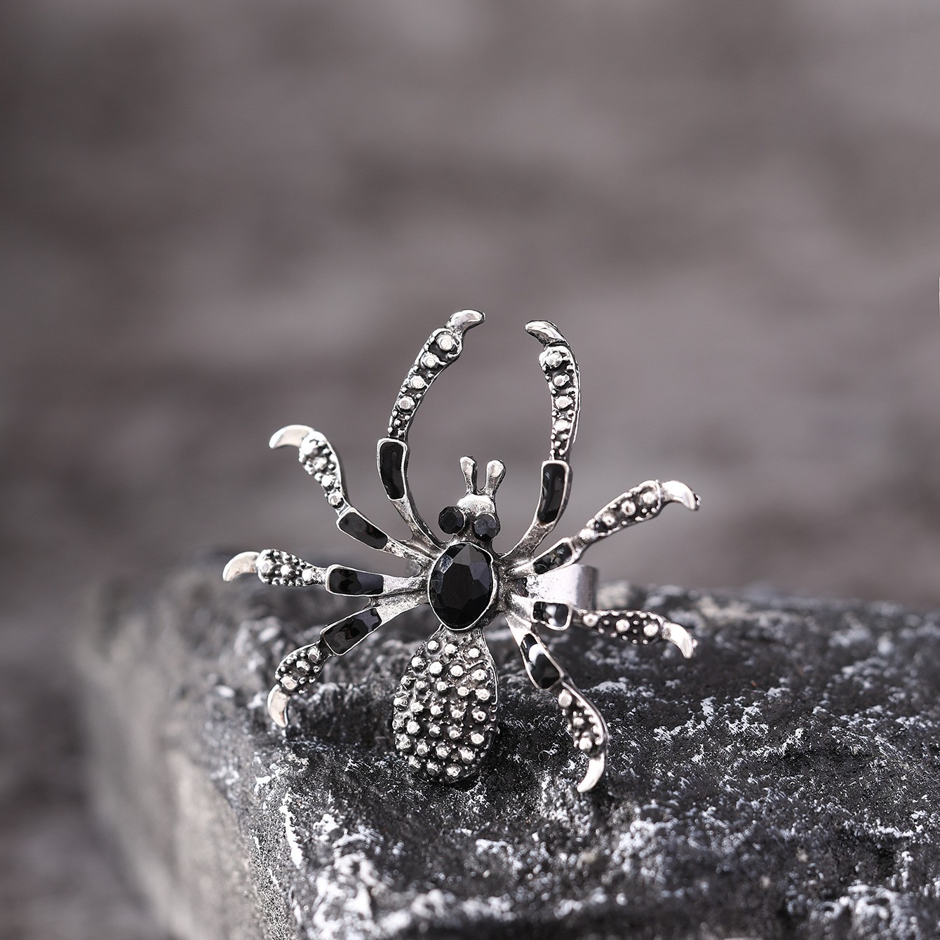 Halloween Spider Ring With Rhinestone Ins Personality Fashion Open Rings For Wom