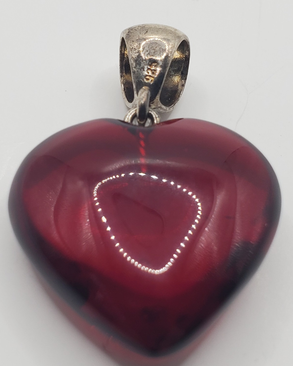 Red Heart Shaped Pendent With Sterling Clasp 1″ x 1″ – 4 Grams – Unbranded