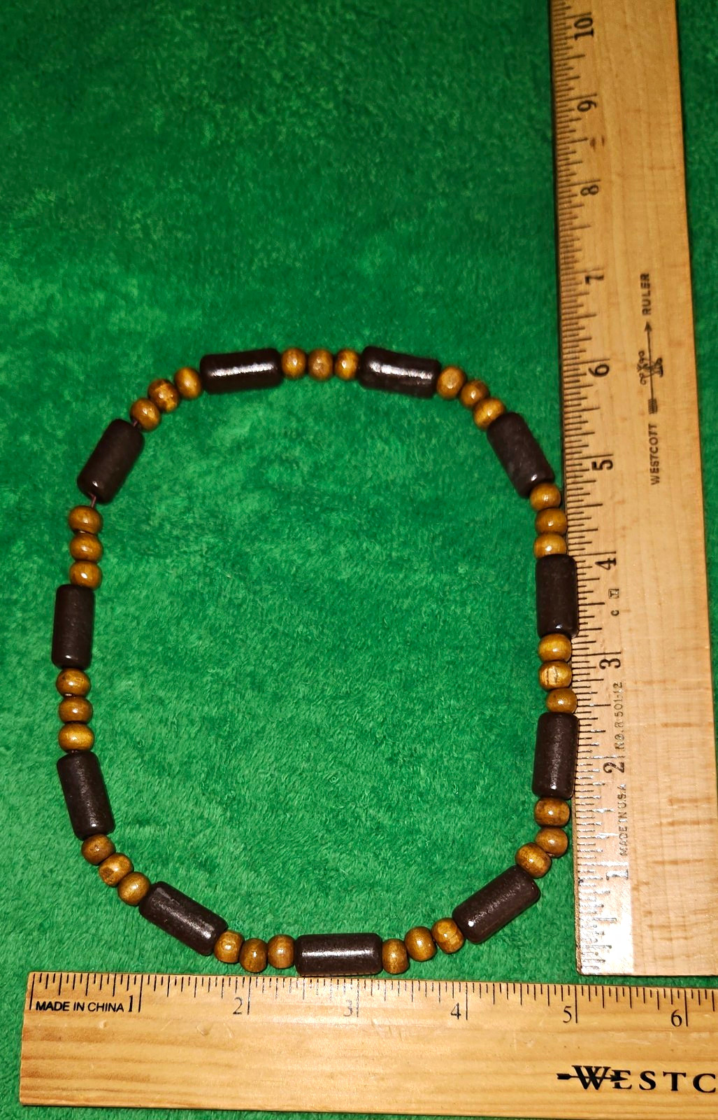 Brown Black Wood Beaded Necklace Beaded Chain No Stone 16 in Length
