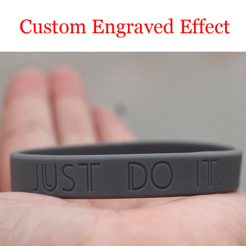 Personalize Debossed Silicone Bracelets Custom Rubber Wristbands Motivation Gift