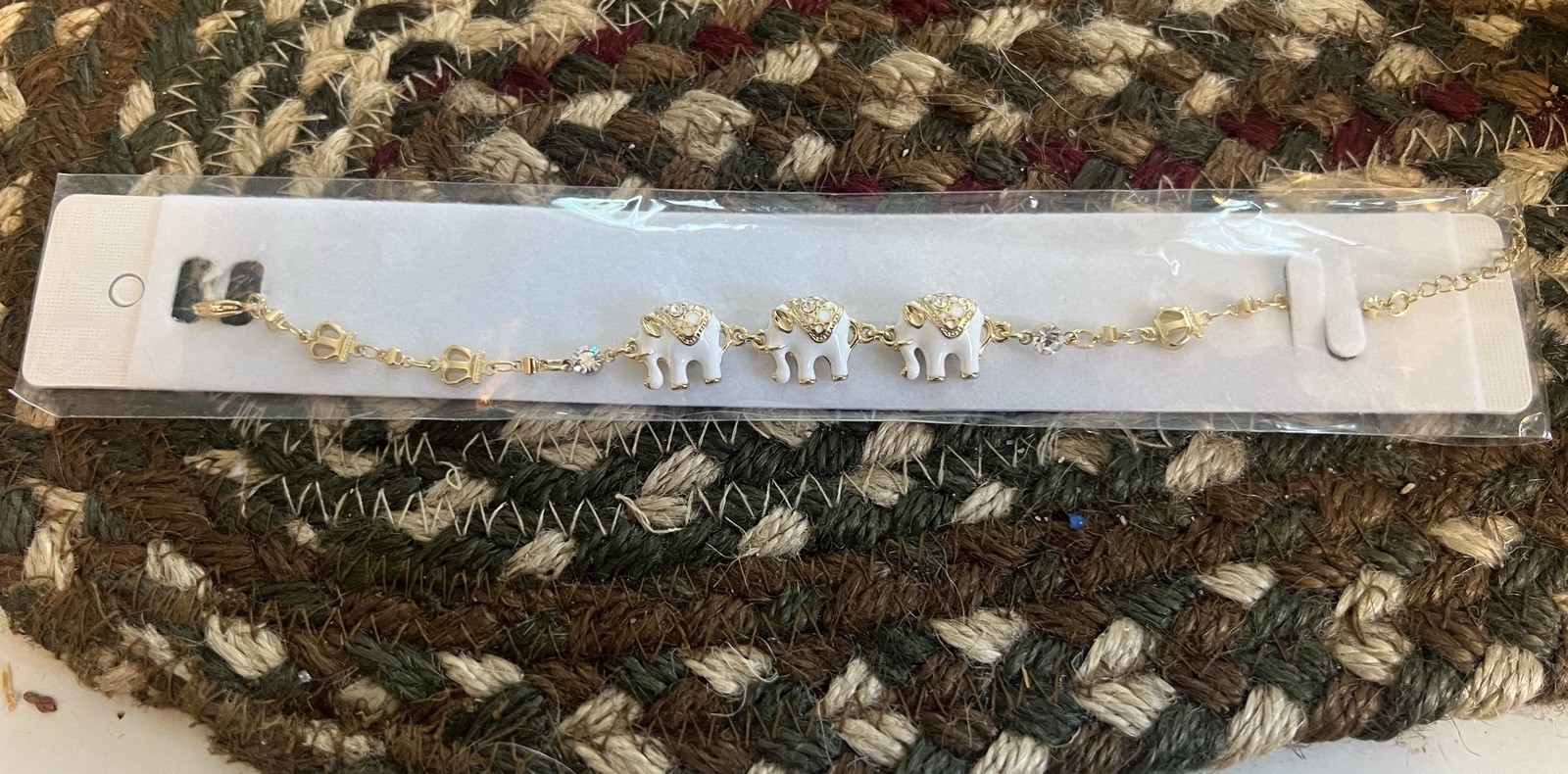 18 Carat Gold-Plated White Elephants Bracelet