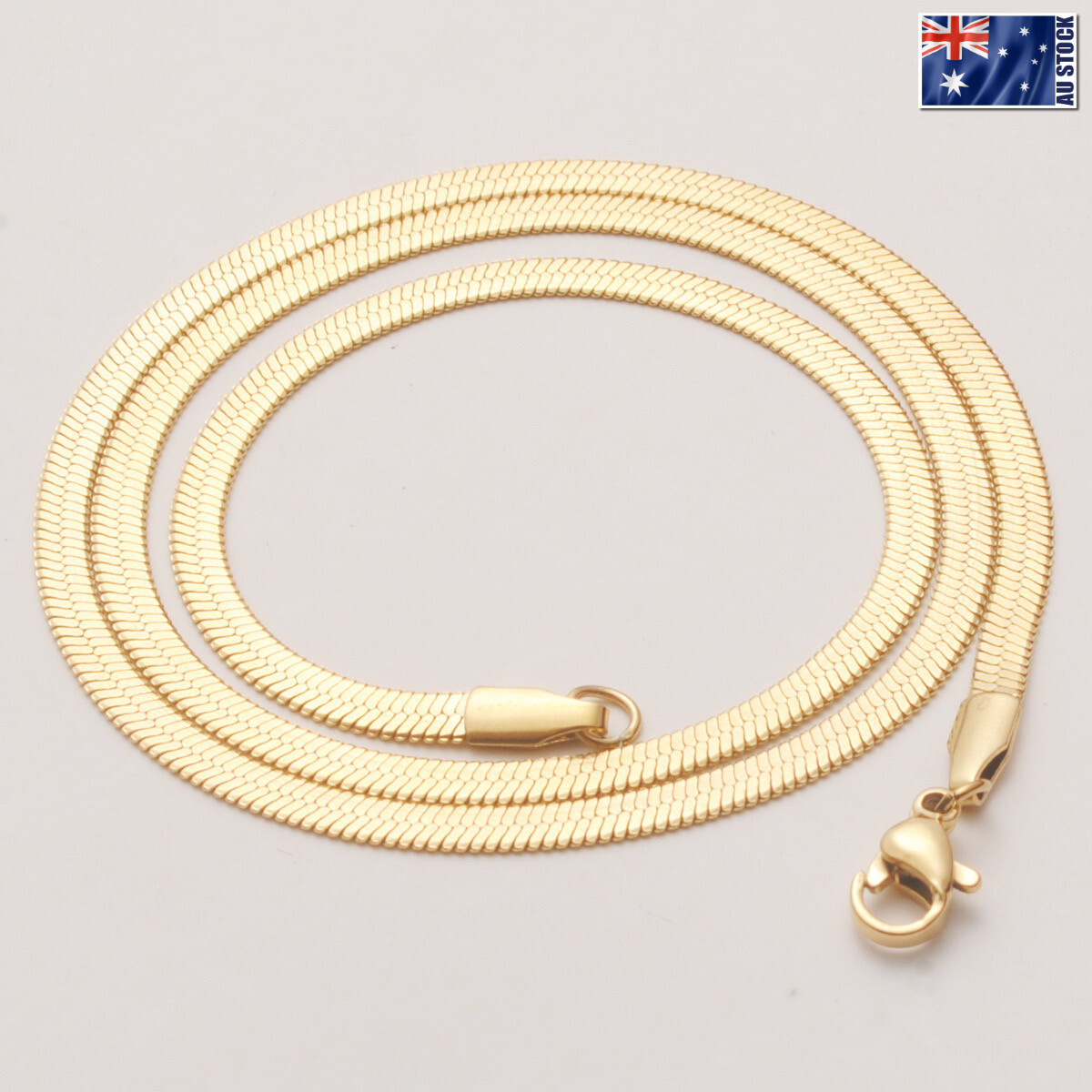 Wholesale New Stainless Steel Silver Gold 3MM Flat Snake Chain Necklace 16″- 24″