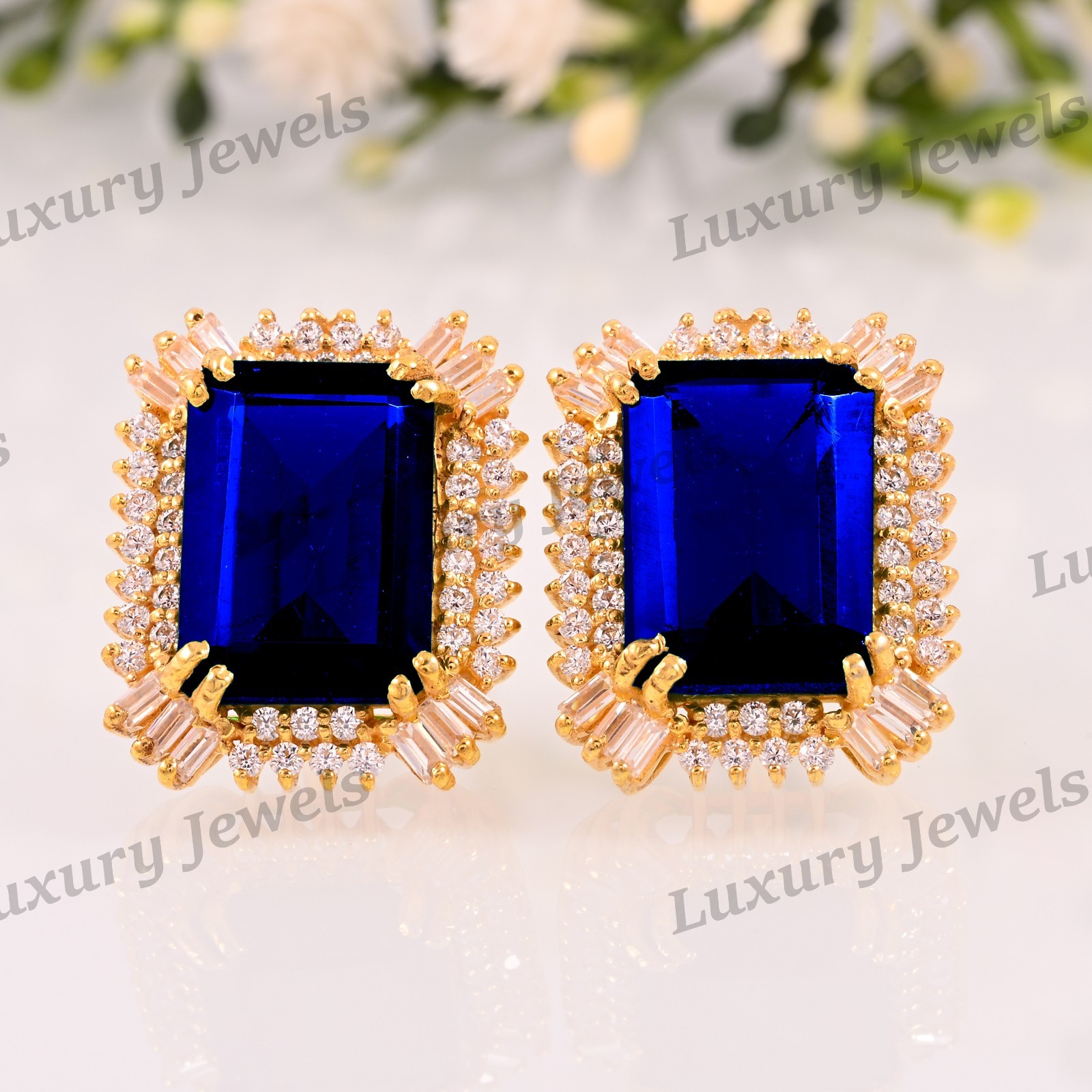 Natural Blue Sapphire 925 Silver Earrings Dainty September Birthstone Gift