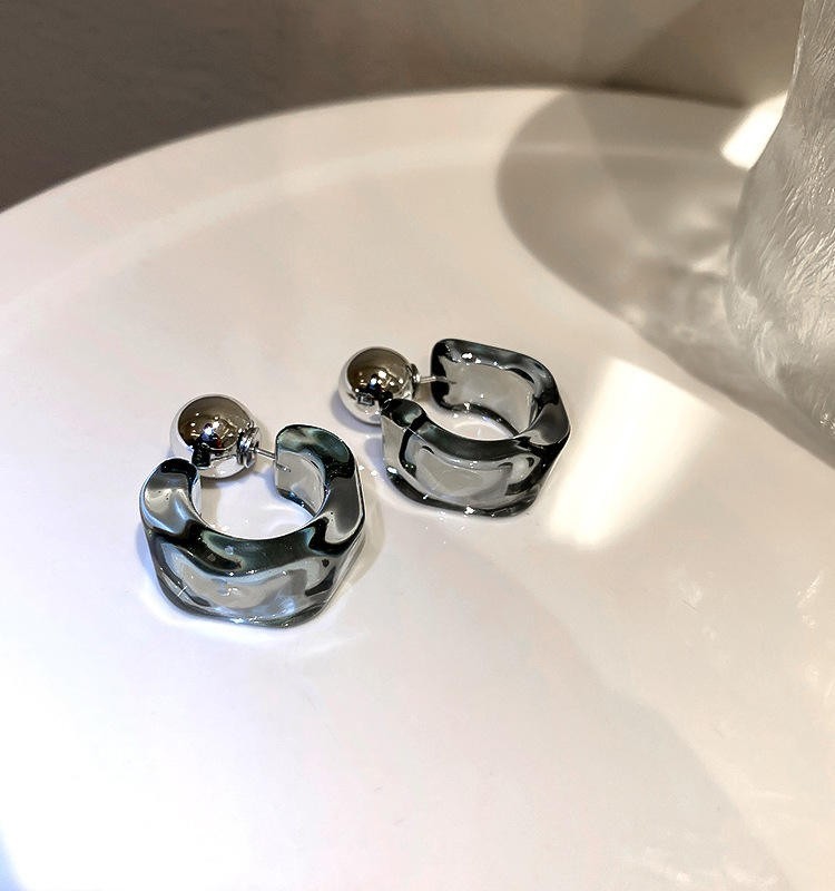Irregular Resin Acrylic Earrings Trendy Beautiful C-shaped Geometric Jewerly