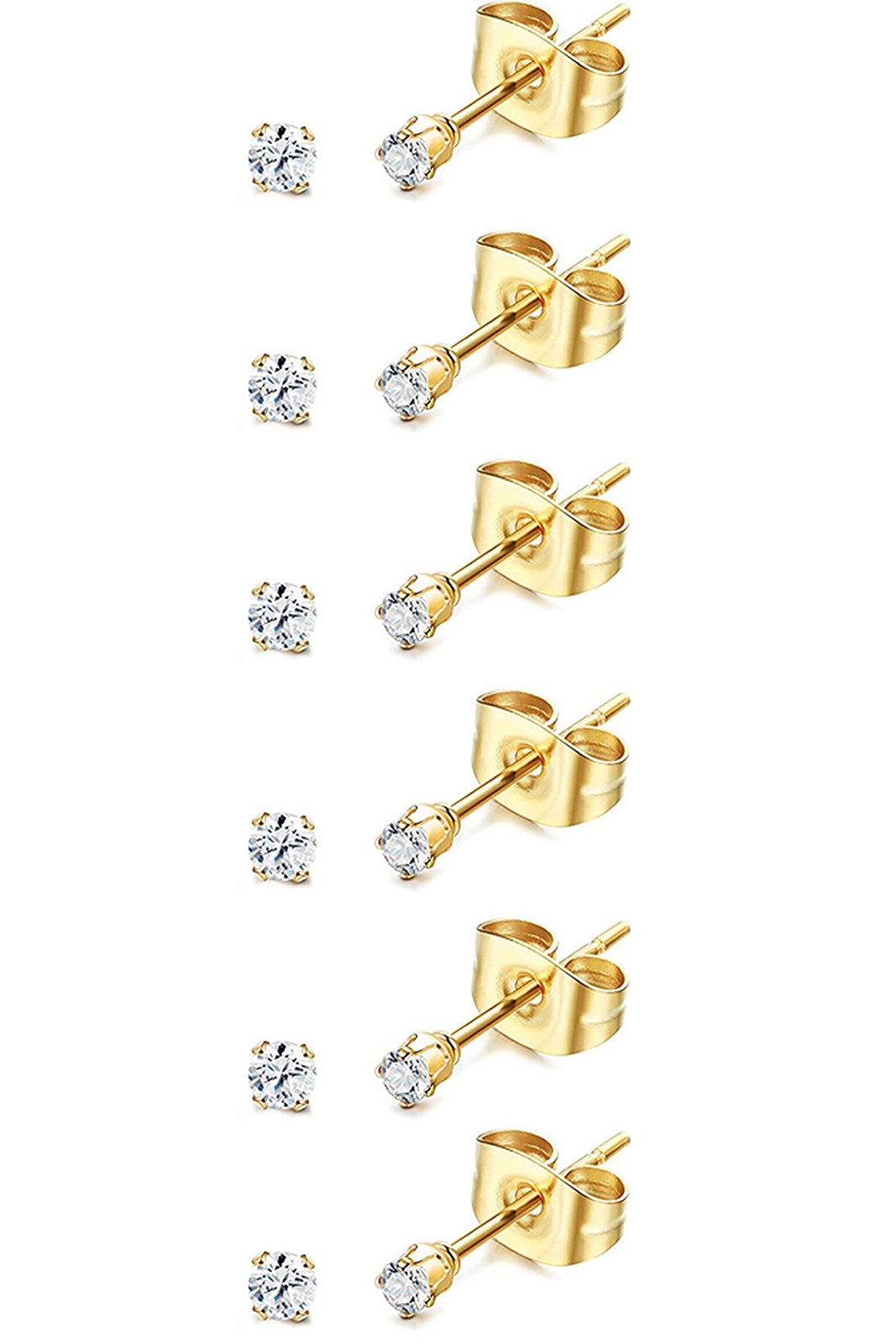 12Pcs 2MM Tiny CZ 2mm 3mm 4mm 5mm 6mm 7mm, Gold, Silver, Black, Rose Gold