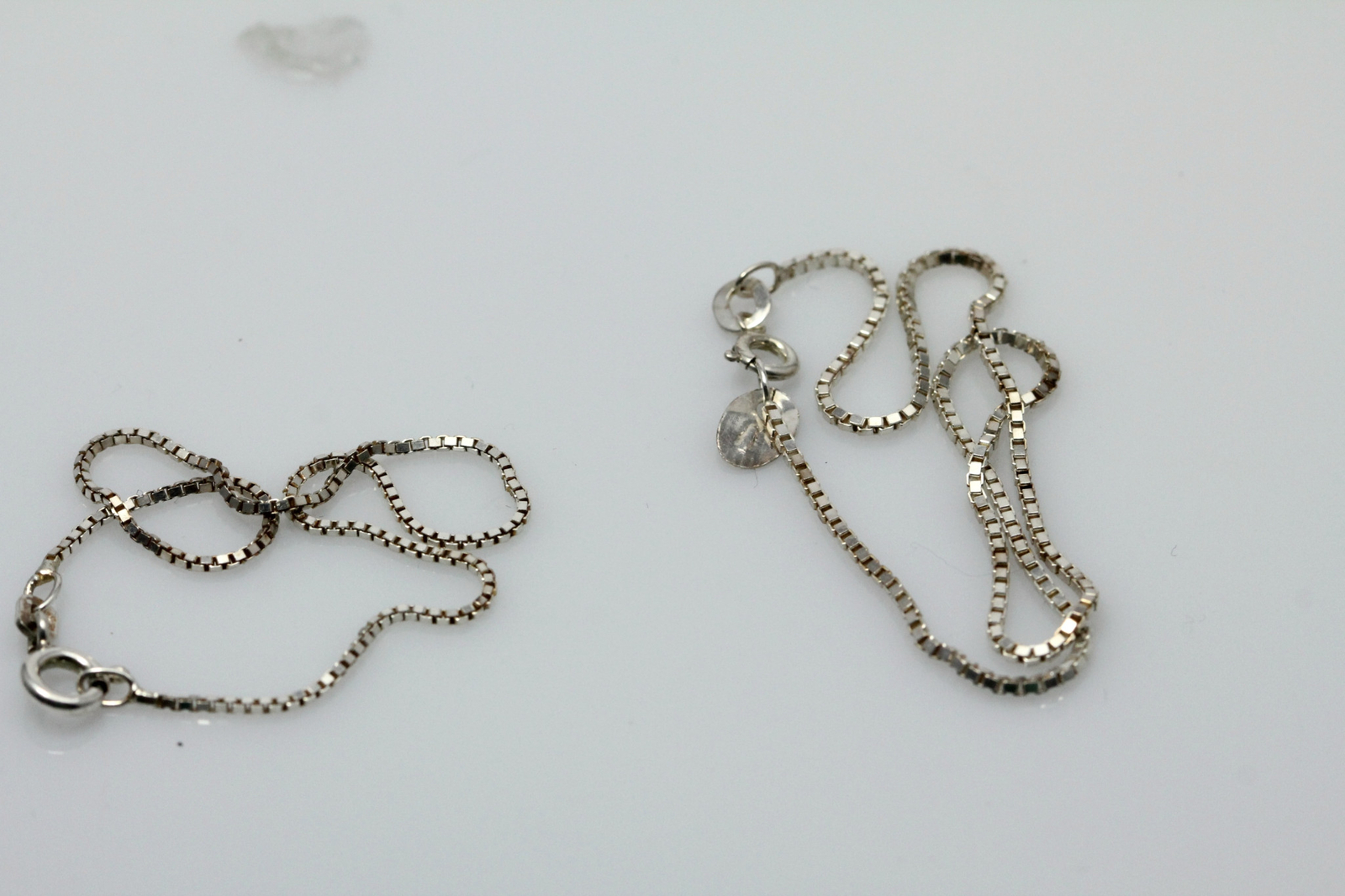 Lot of Two Box Chain Sterling Silver 925 Bracelets 7″ & 8.5″ Long 2.8g (BR2618)