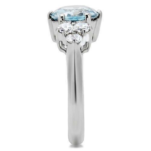 TK179 – High polished (no plating) Stainless Steel Ring with Synthetic Spinel