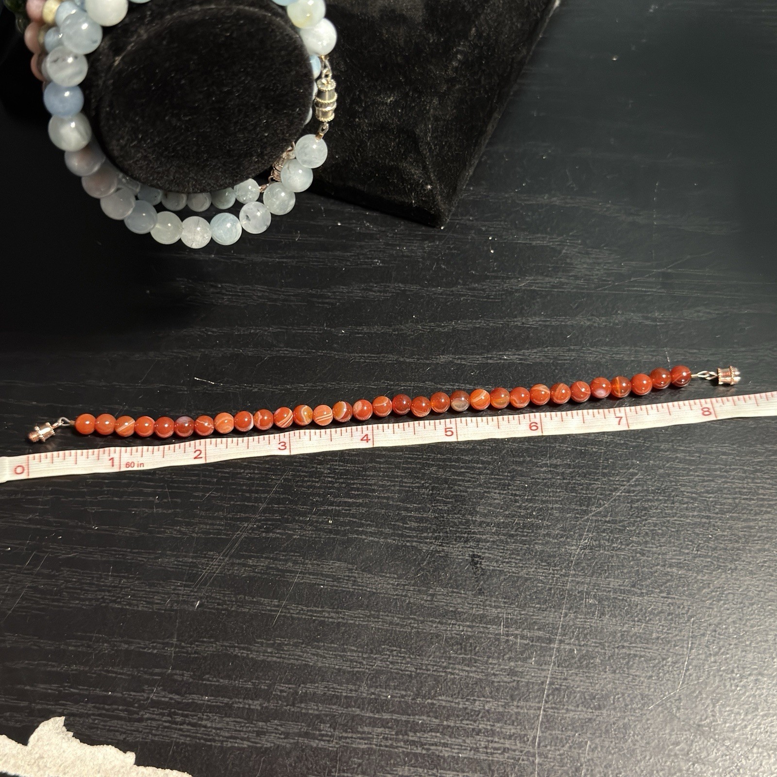 Carnelian Agate Natural Gemstone Bead Bracelet | Smooth Round 6mm