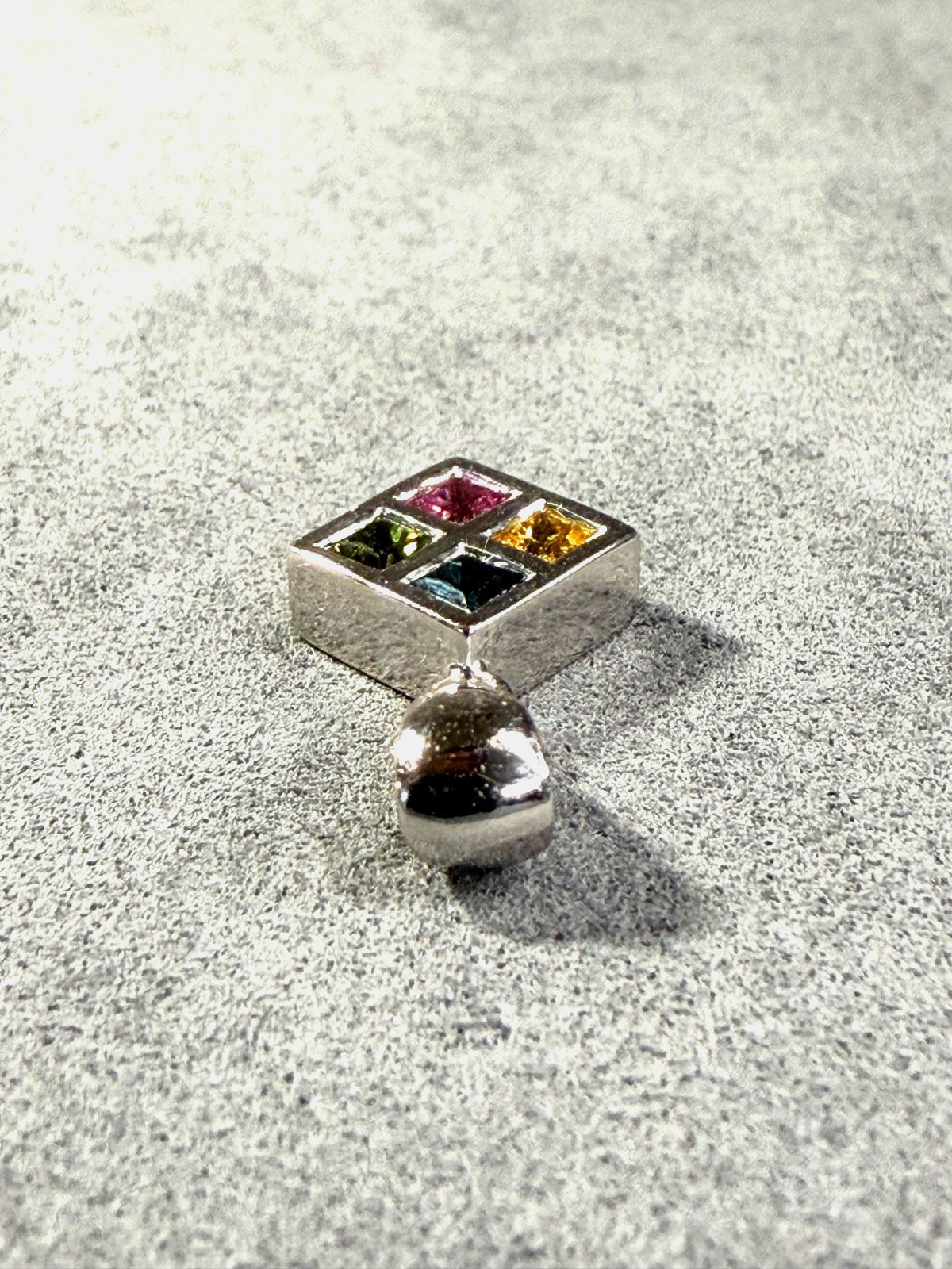 950 Platinum Multi Color .80ctw Blue Green Yellow Pink Sapphire Pendant