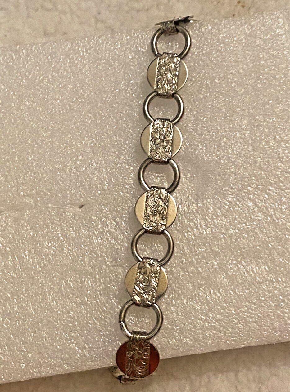 Vintage SAC Silver Tone Bracelet Circles Aluminum Round Bracelet Signed Stamped