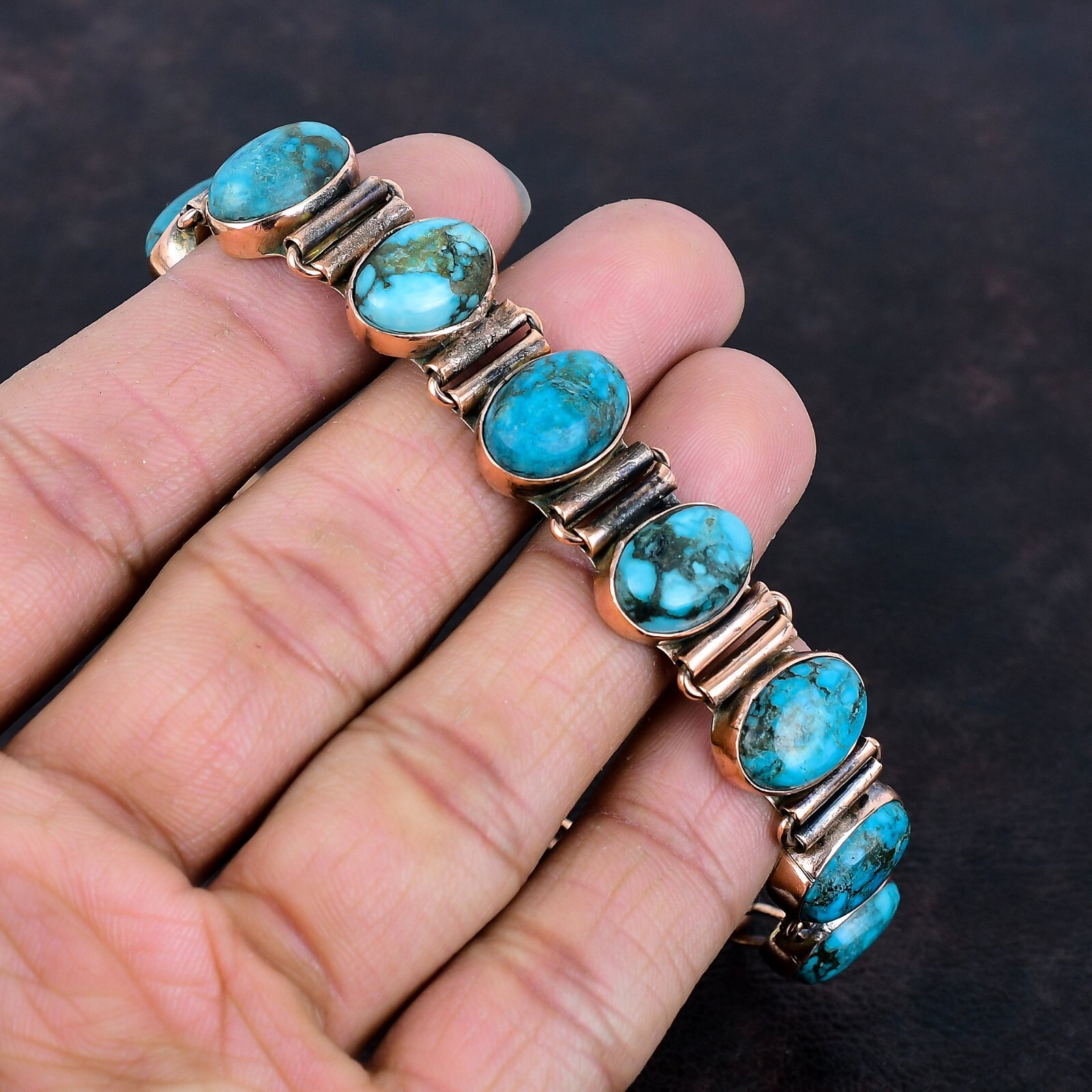 Womens day Sale Tibetan Turquoise Gemstone Chain Wedding Bracelet Jewelry Copper