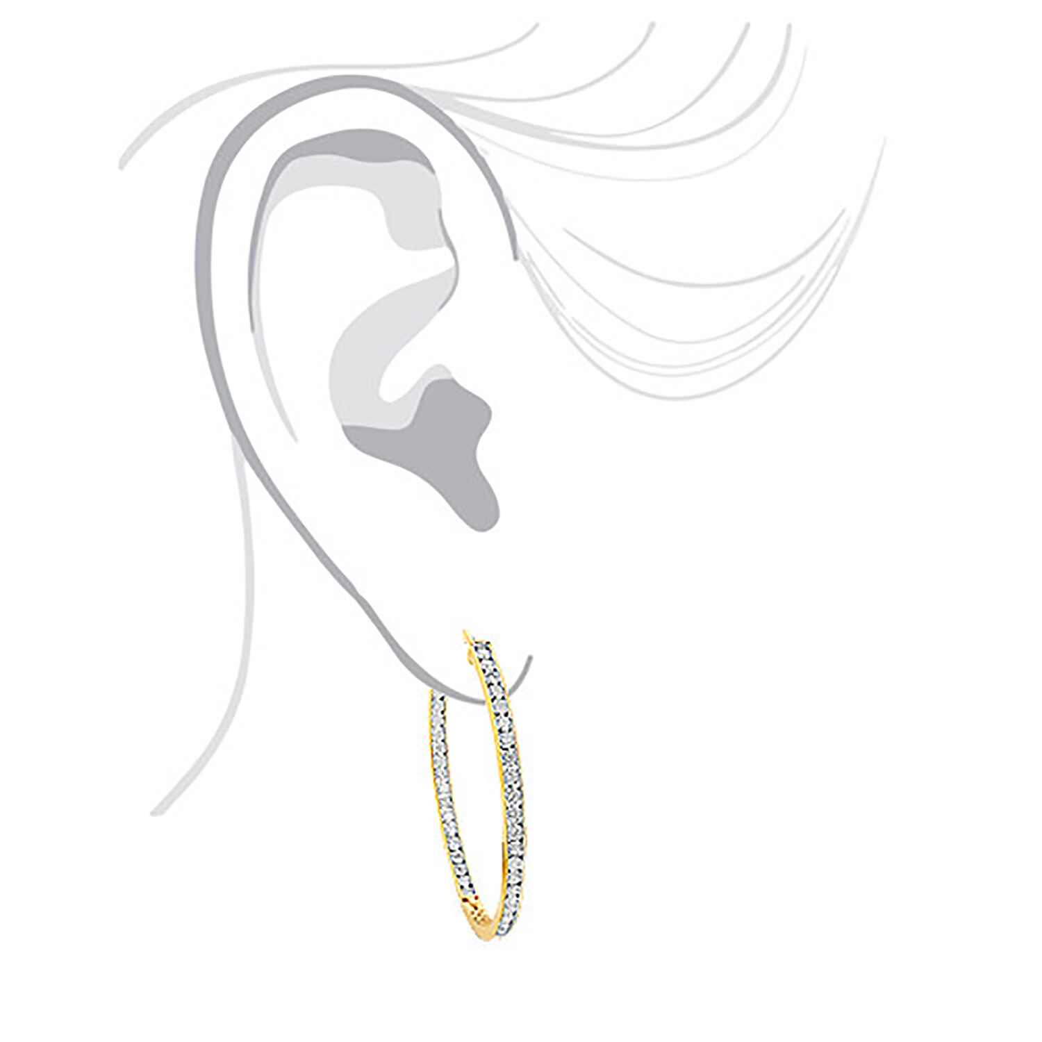 2 Ct Women’s Hoop Earrings Simulated Lab Diamond in 14K Solid Gold Plated Silver