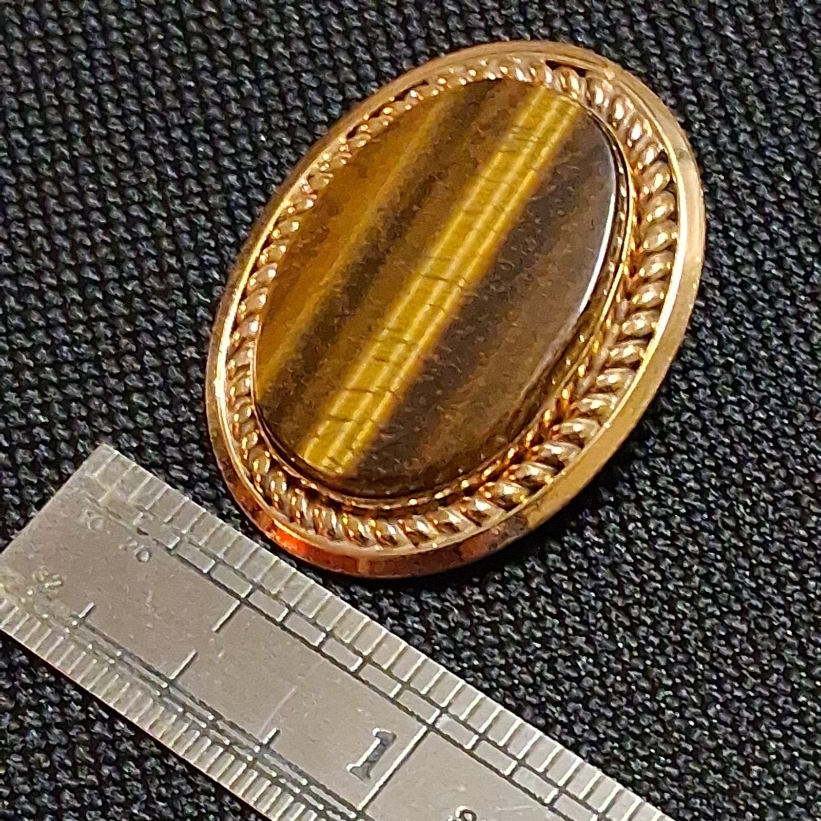 VINTAGE SIGNED WINARD 12K GF GOLD FILLED PENDANT PIN BROOCH TIGEREYE