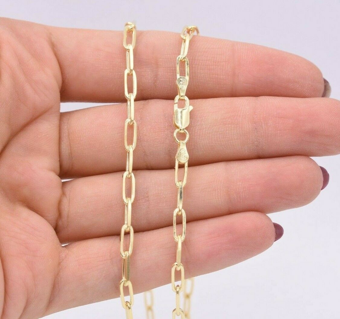 3.5mm Paperclip Link Chain Necklace 14K Yellow Gold