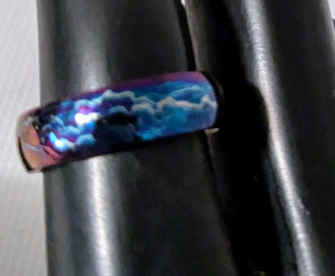 Anodized Titanium Ring-Colorful Random Lightning Strike Pattern Men / Women- 9.5