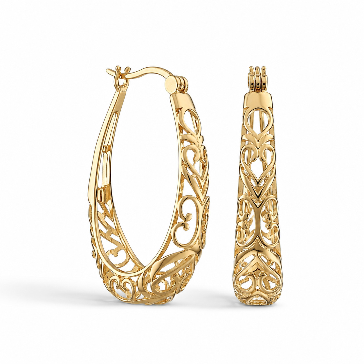 18mm Gold Plated Hoop Dangle Earrings Womens Fashion JEWELRY GIFT