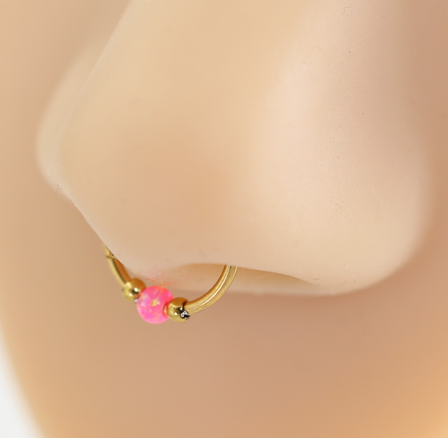 Titanium Opal Segment Clicker Septum Nose Ring Piercing Hoop Hinged Sleeper 18g