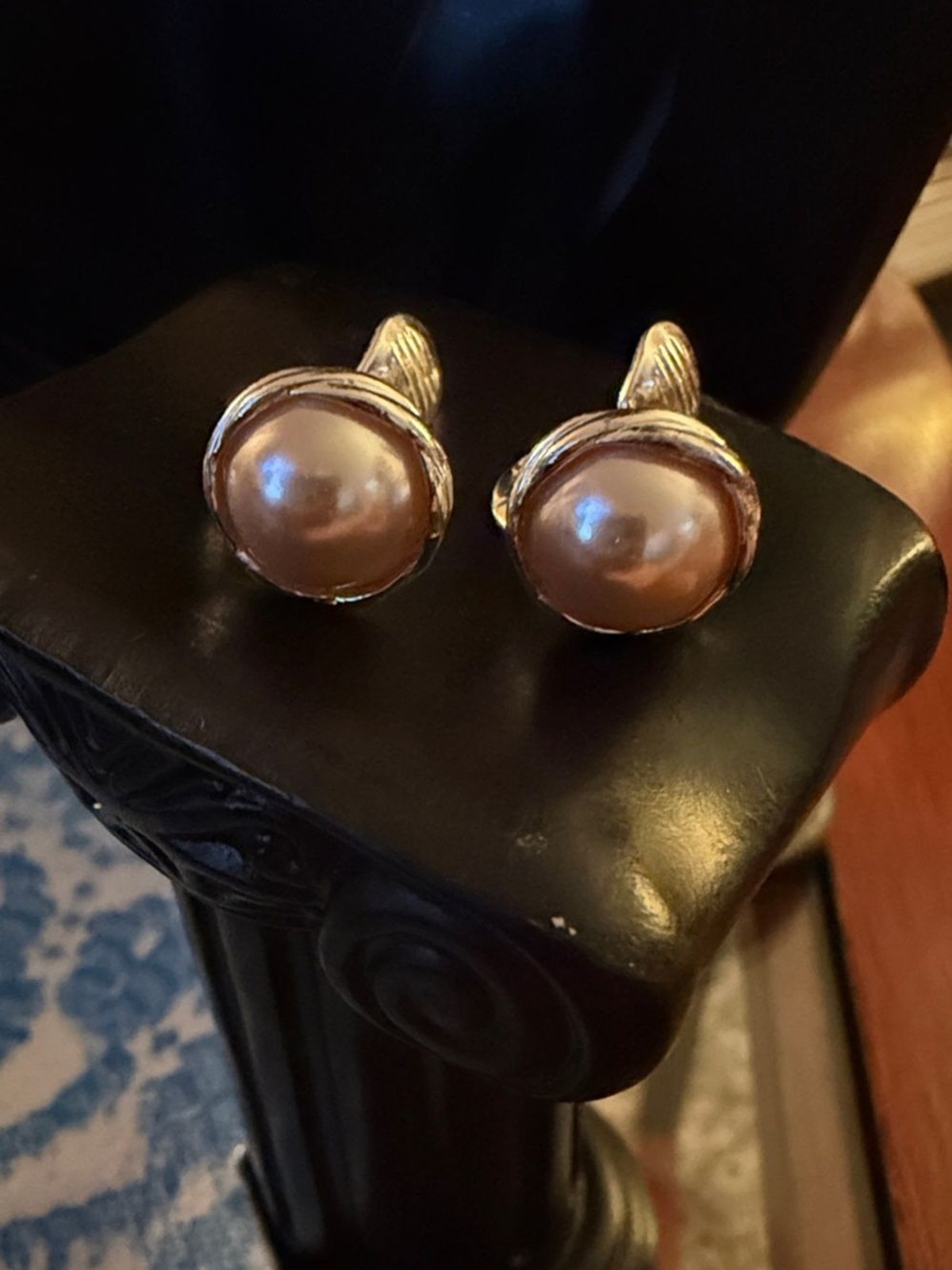 Monet Rose-Pearl Twisted Silver-Tone Clip-on Earrings