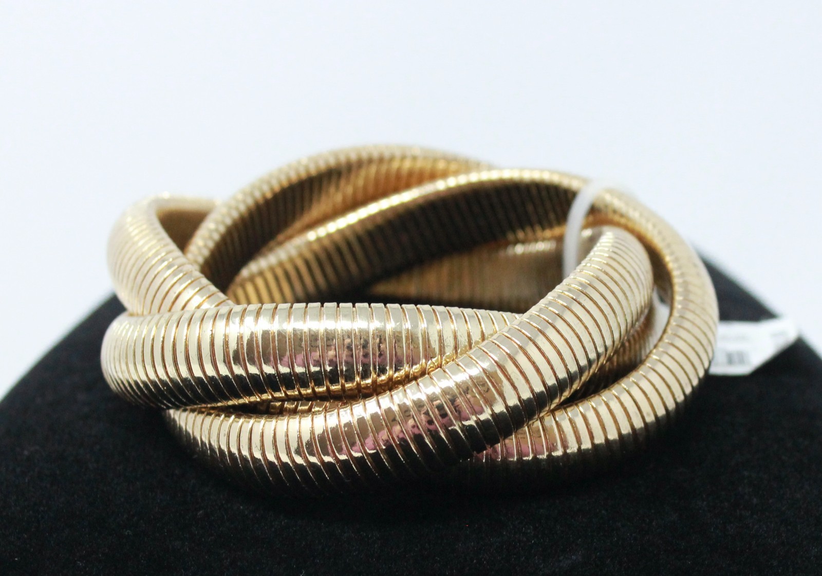 New Gold Triple Wide Large Tubogas Cobra Snake Omega Stretch Bangle Bracelet
