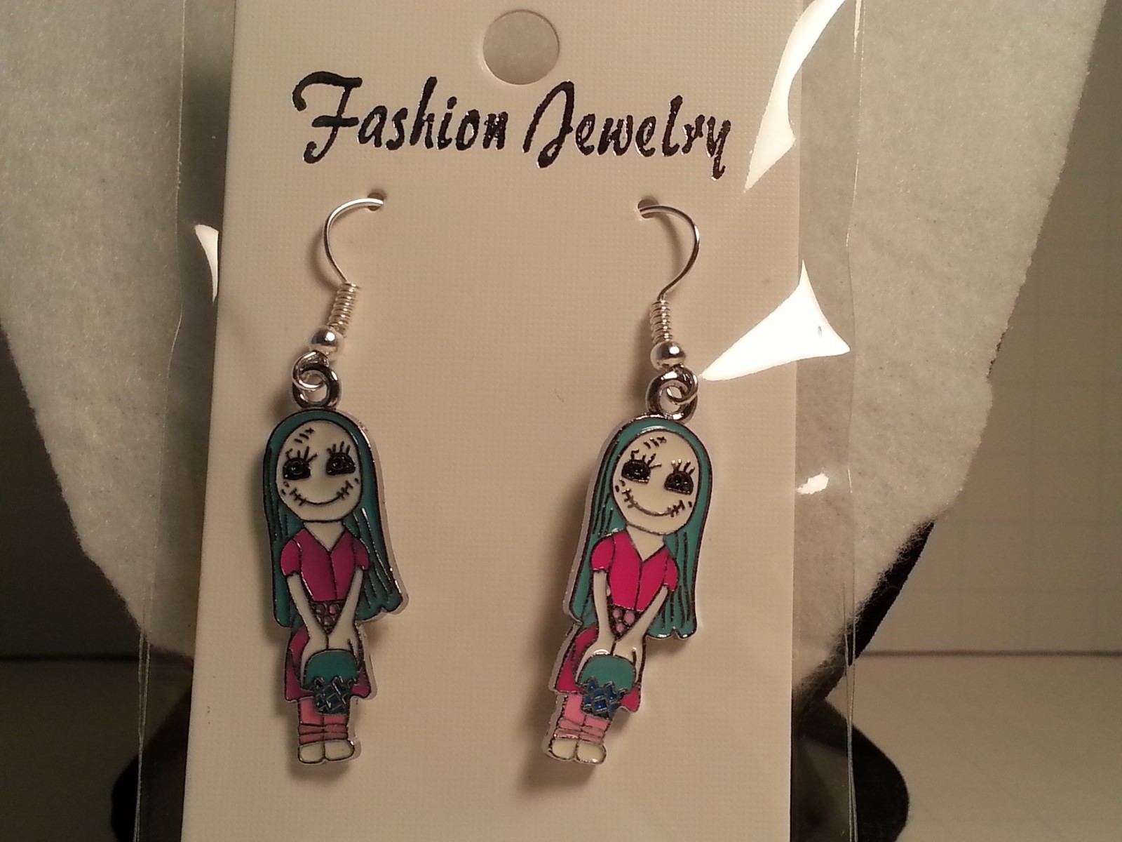 Blue-Green & Pink Nightmare Before Christmas Sally Earrings -Fashion Jewelry